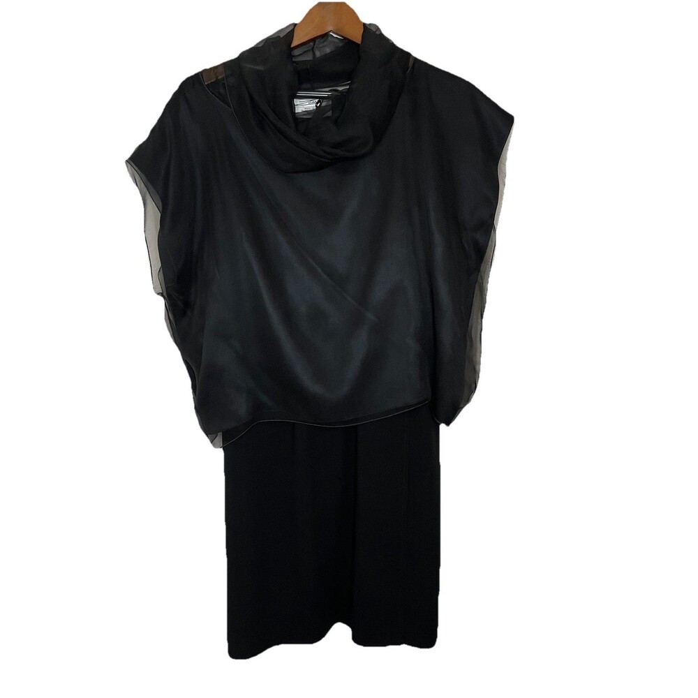 Zoran Vintage Designer 100% Silk 2pc Skirt Set Chiffon Cowl Neck Sleeveless Top